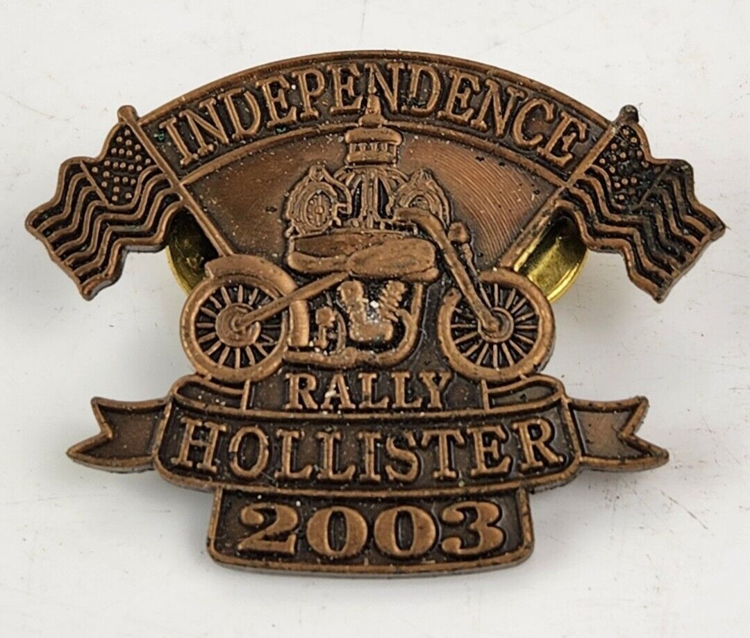 Hollister Rally Pin 2003 Independence Nevada USA flag W Motorcycle