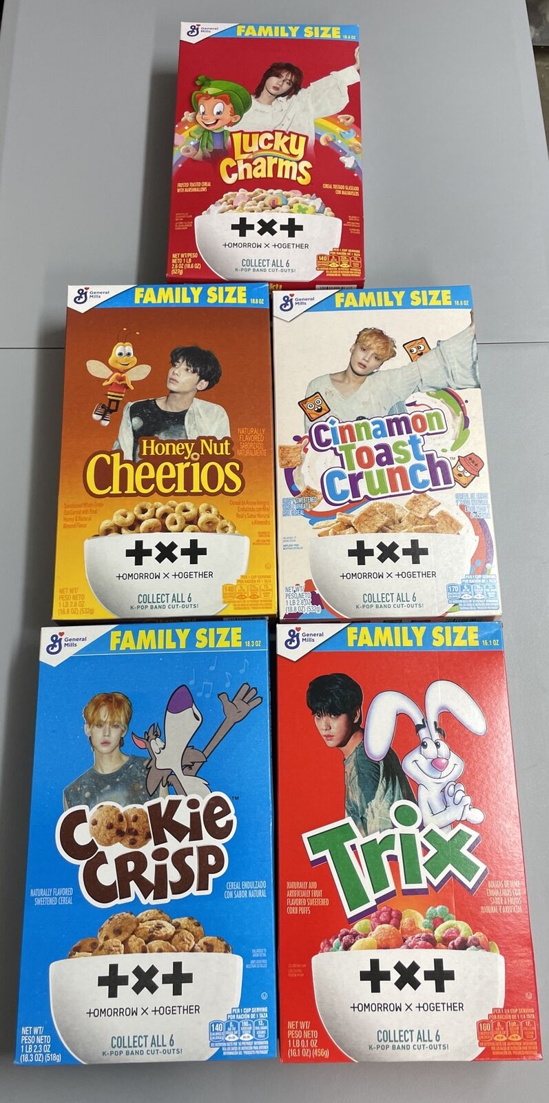 TXT TOMORROW X TOGETHER General Mills GM Limited Edition Cereal *5 BOXES LOT