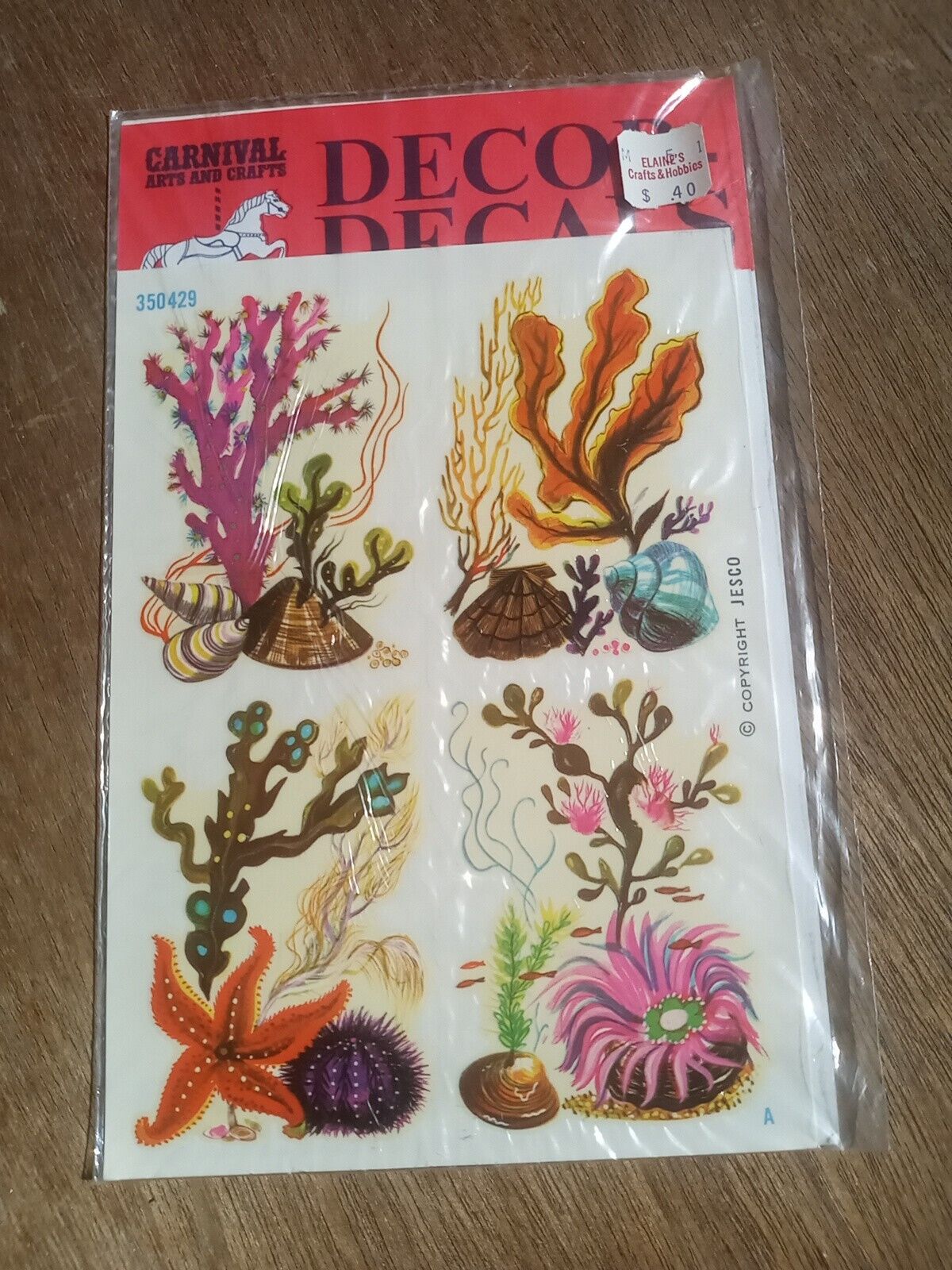 Vintage 70\'s Jesco Ocean Coral Shells Decals Groovy Retro Colors NIP Arts Crafts