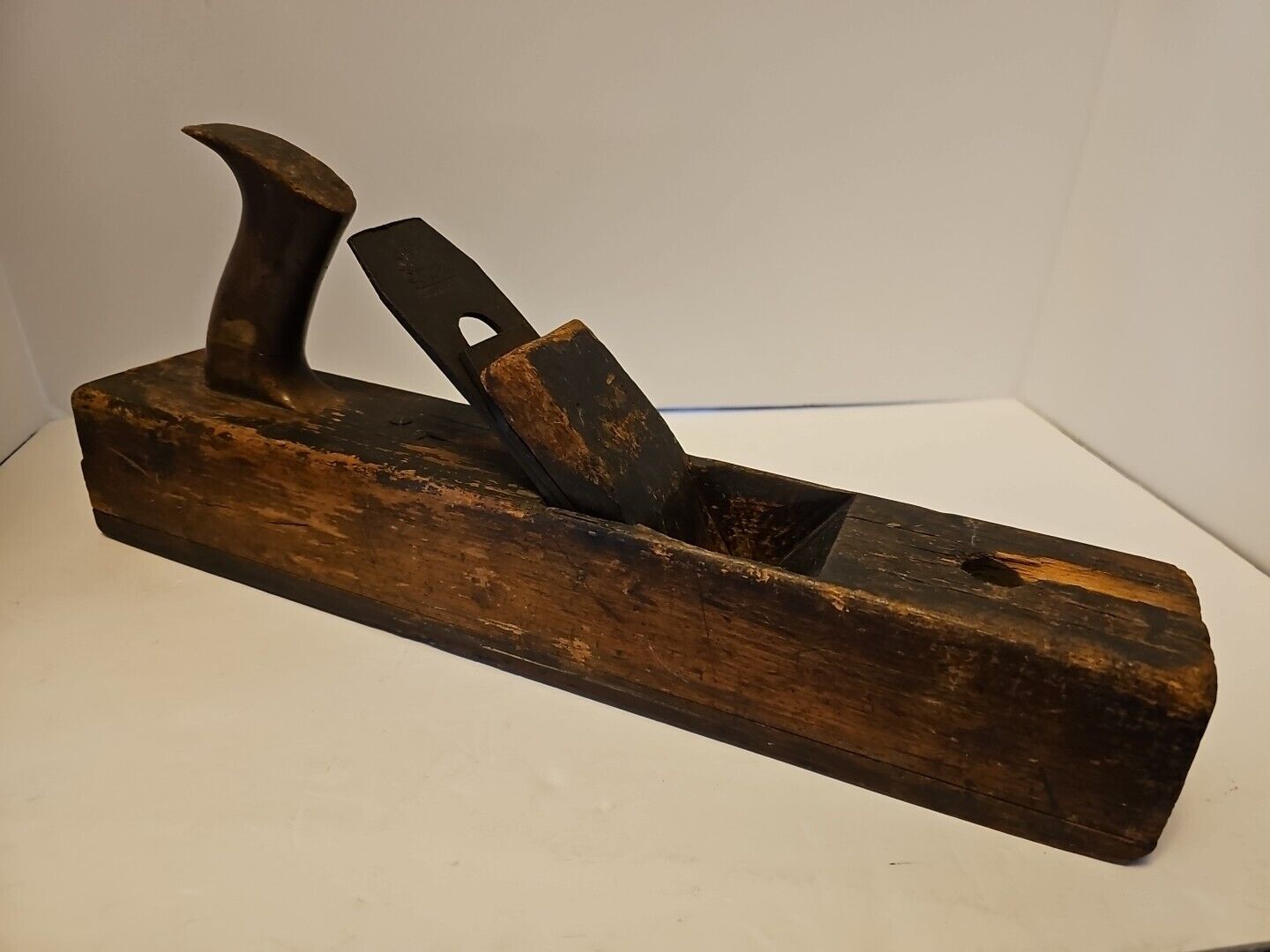 Antique Wooden Wood Block Plane  16” Primitive W. Butcher #1