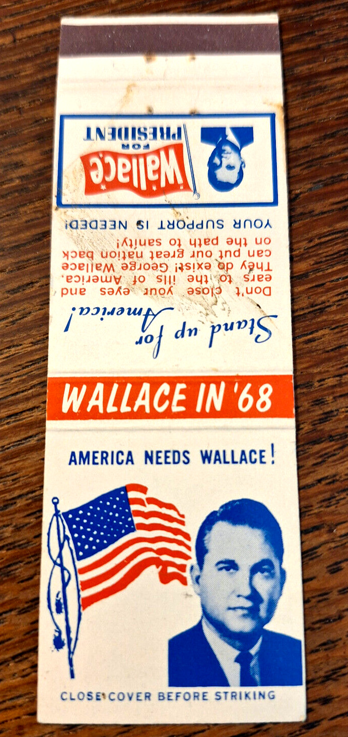 Vintage Matchbook: Vote George Wallace for President 1968