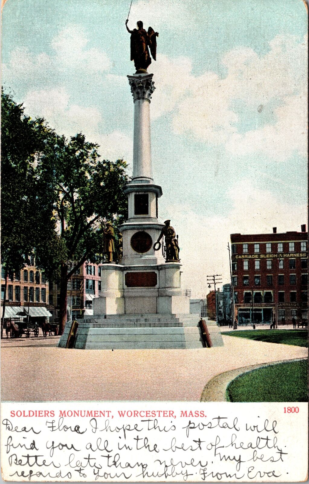 Worcester MA-Massachusetts, Solders Monument, Scenic, Vintage Postcard