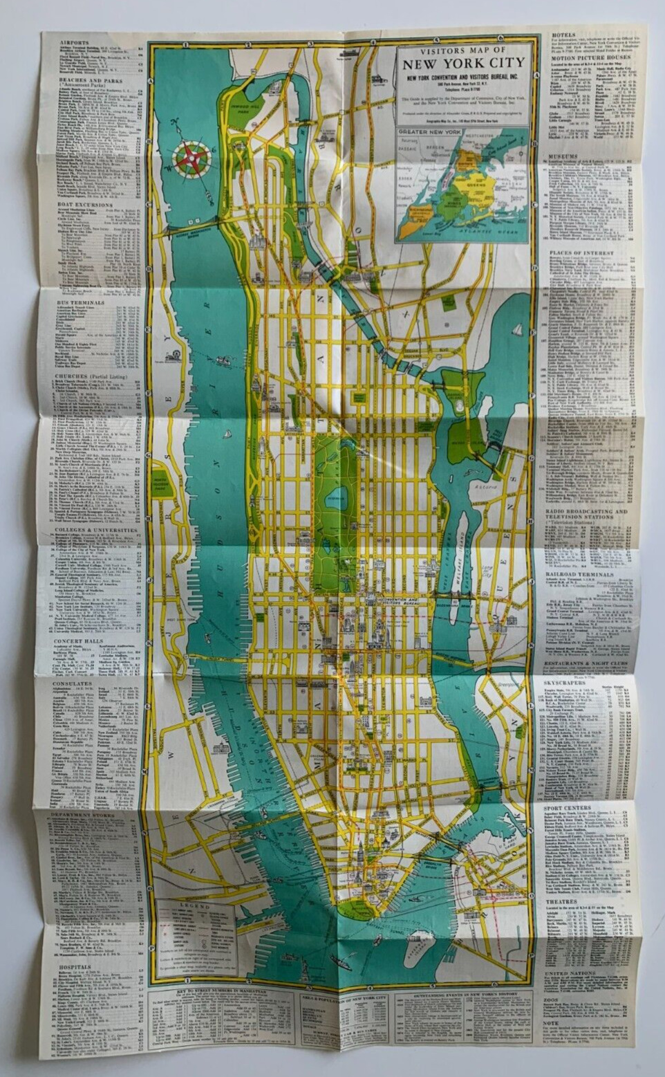 Vintage ca 1949 Visitors Guide & Map to New York City NYC Manhattan Subways