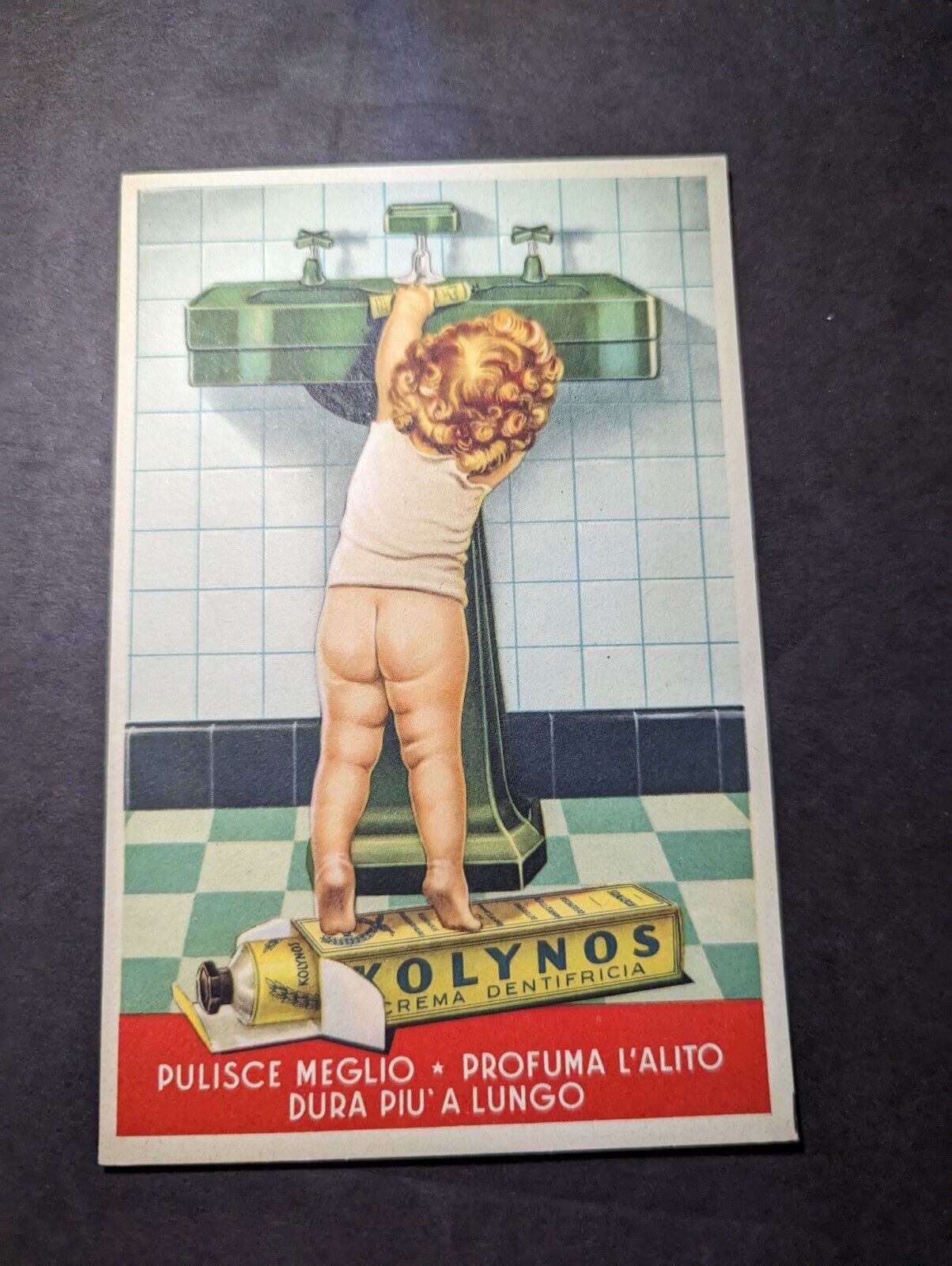 Mint Italy Advertisement Postcard Kolynos Toothpaste Cleans Better Lasts Longer