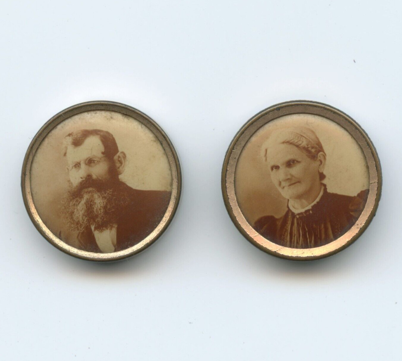 Antique Mourning Photograph Button Victorian Cufflinks (Set of 2)