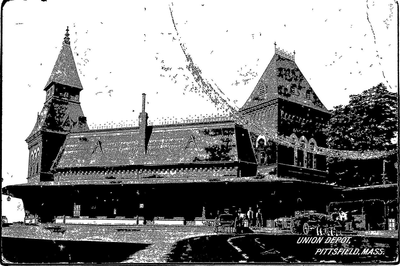 Union Depot Pittsfield MA postcard 1909