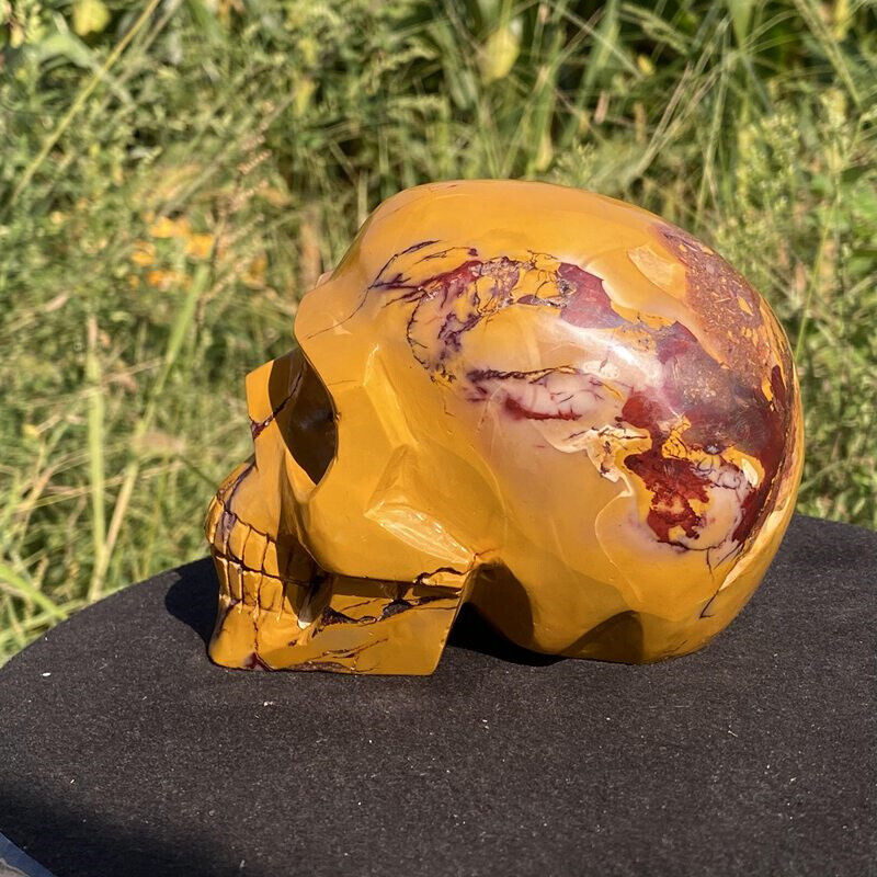 1.37kg Hand Carved Mookite Jasper Skull Natural Quartz Crystal Skull Decor Gift