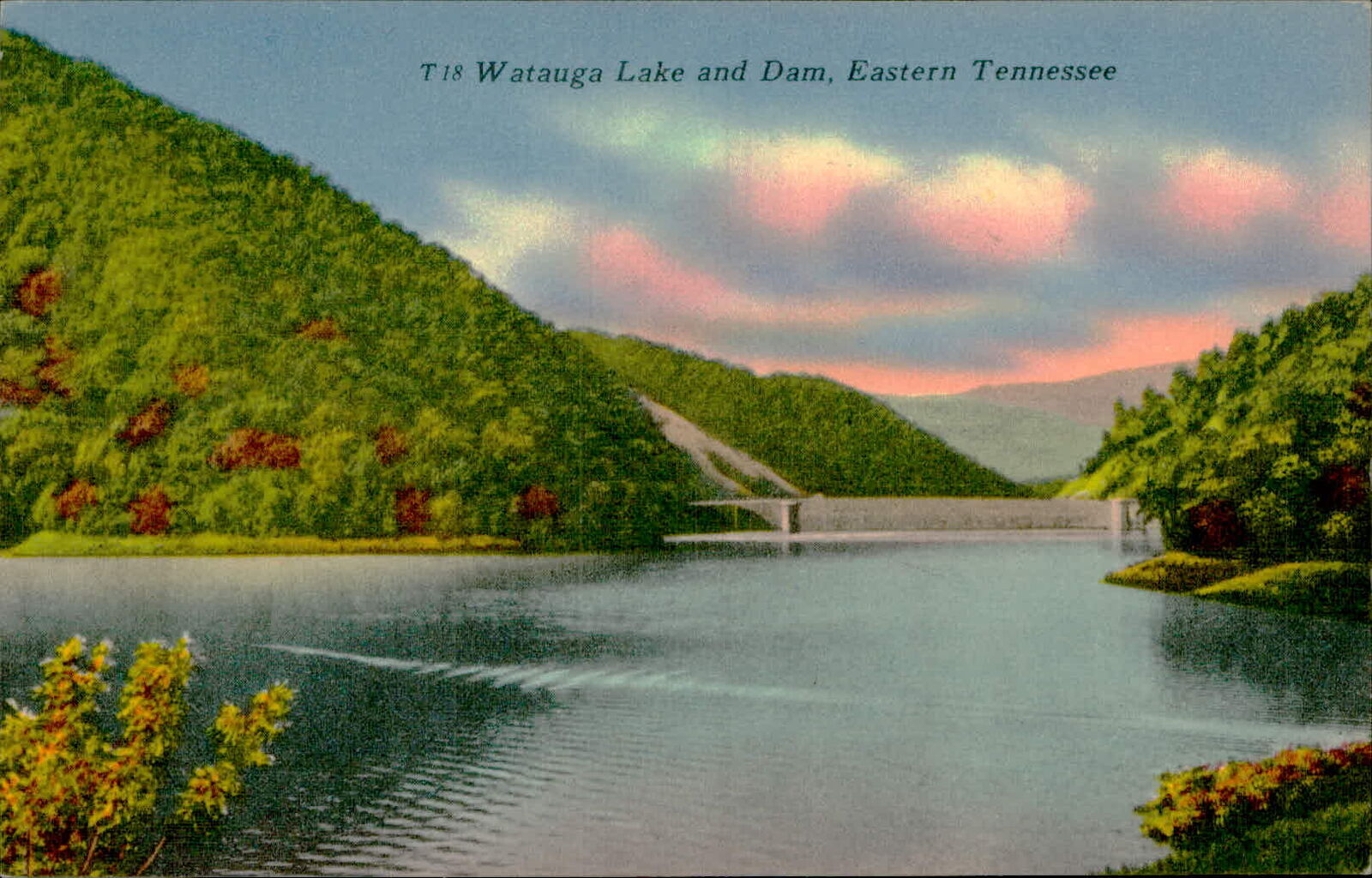 Postcard: T18 Watauga Lake and Dam, Eastern Tennessee