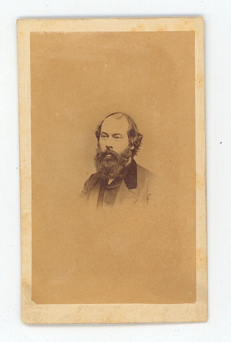 Antique CDV Circa 1870s Morgan & Kenyon Large Man Full Beard New London, CT