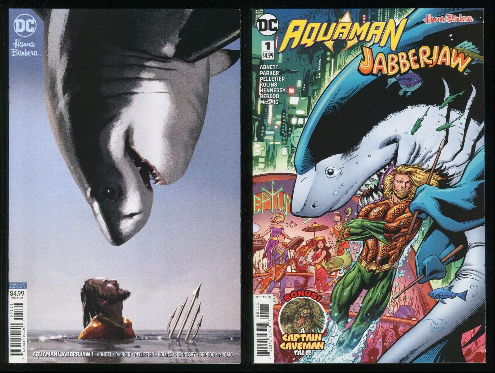 Aquaman Jabberjaw Comic + Variant Great White Shark Jaws Opening Captain Caveman
