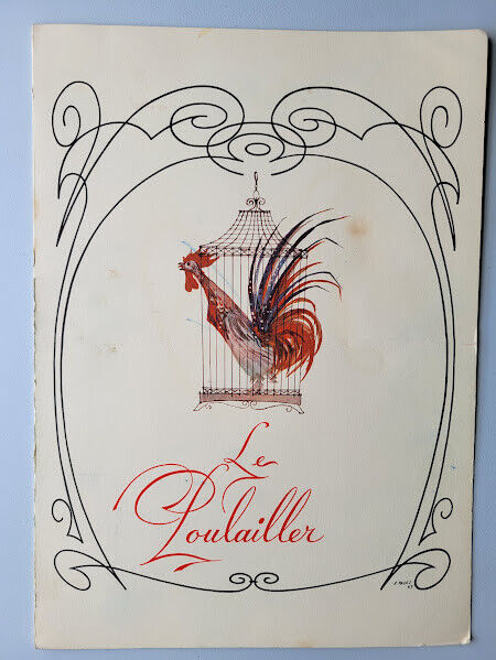 c. 1967 Le Poulailler French Restaurant Menu Original