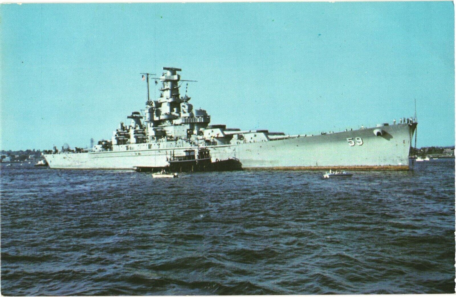 Big Mamie, USS Massachusetts, At State Pier, Fall River, Massachusetts Postcard