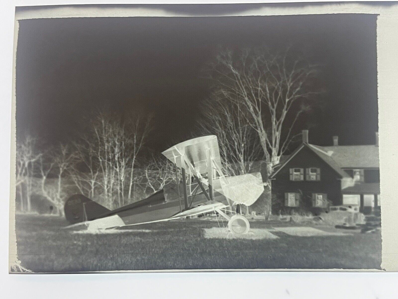 Old Photo Negative Antique Airplane 1920s