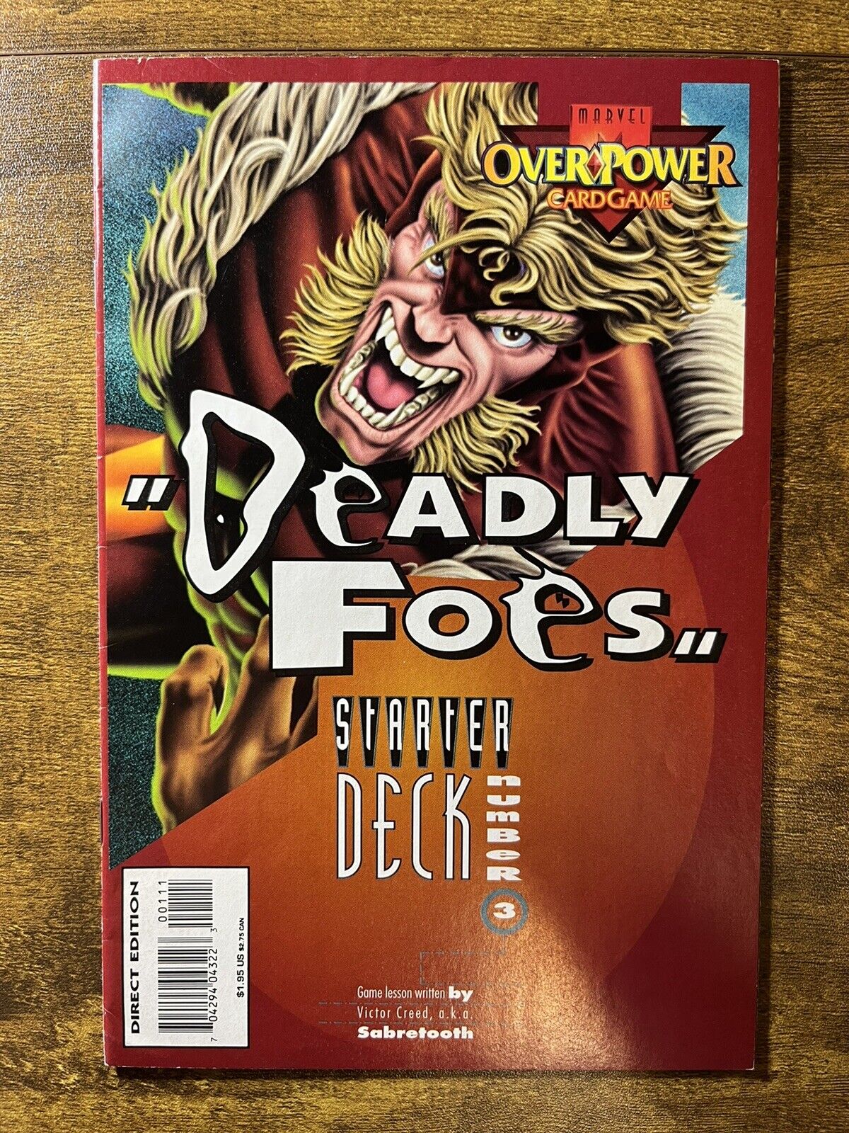 MARVEL OVERPOWER GAME GUIDE: DEADLY FOES 3 SABRETOOTH MARVEL COMICS 1995