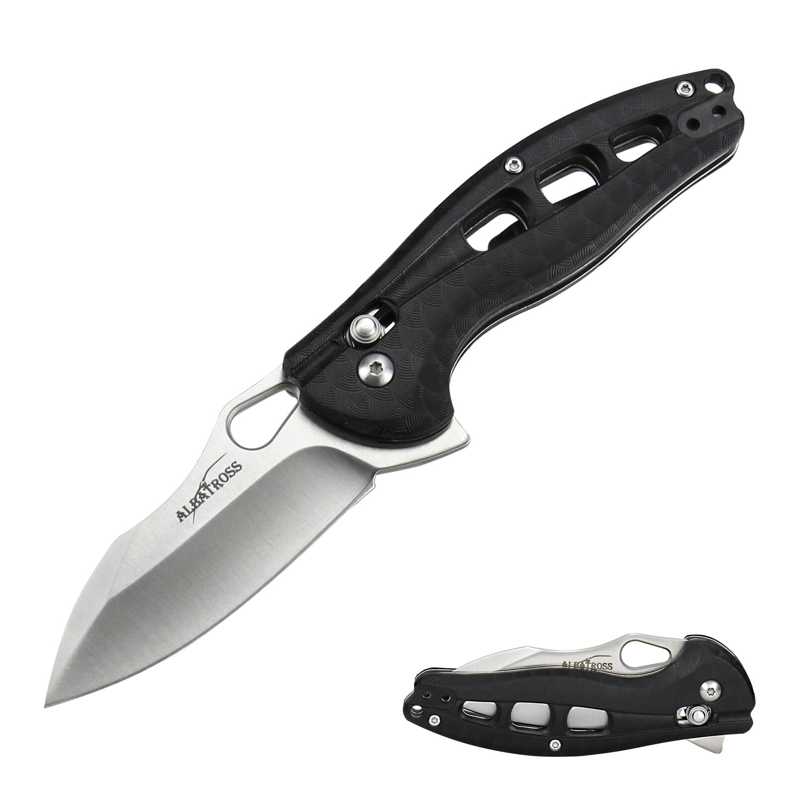 ALBATROSS EDC Axis Lock Folding Pocket Knife Stainless Steel Blade FRN Handle