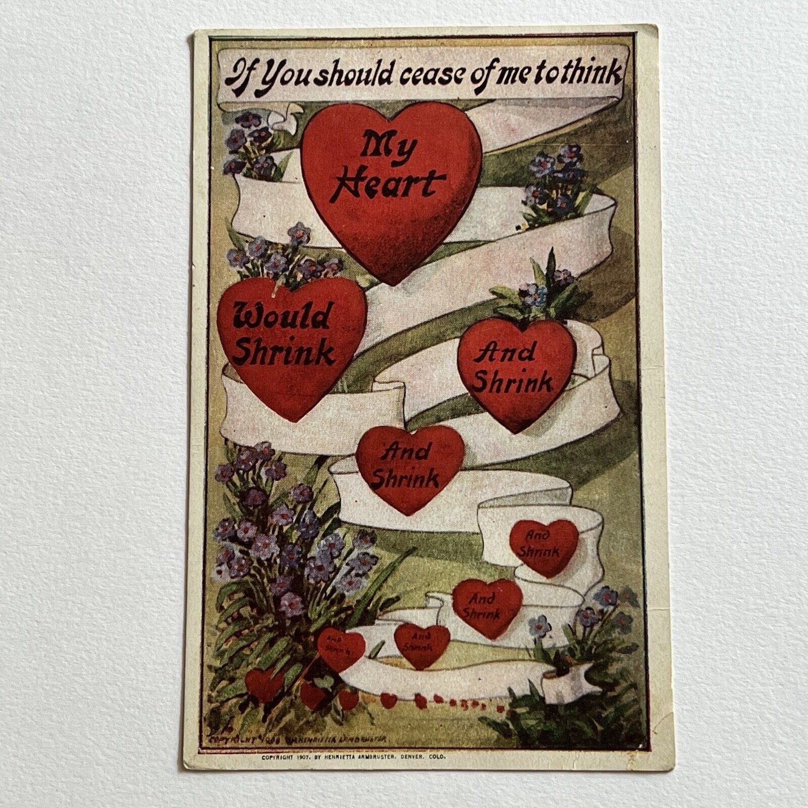 Antique Postcard Love Valentine My Heart Would Shrink And Shrink & Shrink