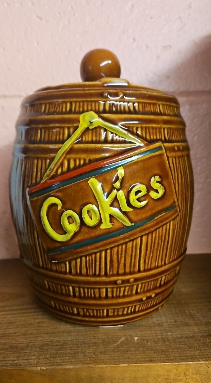 Vintage McCoy Brown Barrel Cookies Cookie Jar USA
