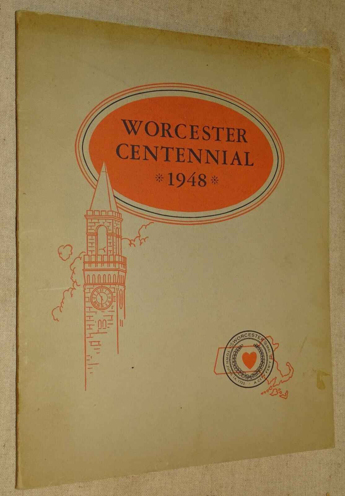 1948 Worcester Mass. Centennial Book (1848-1948 Historical Sketches, etc.)