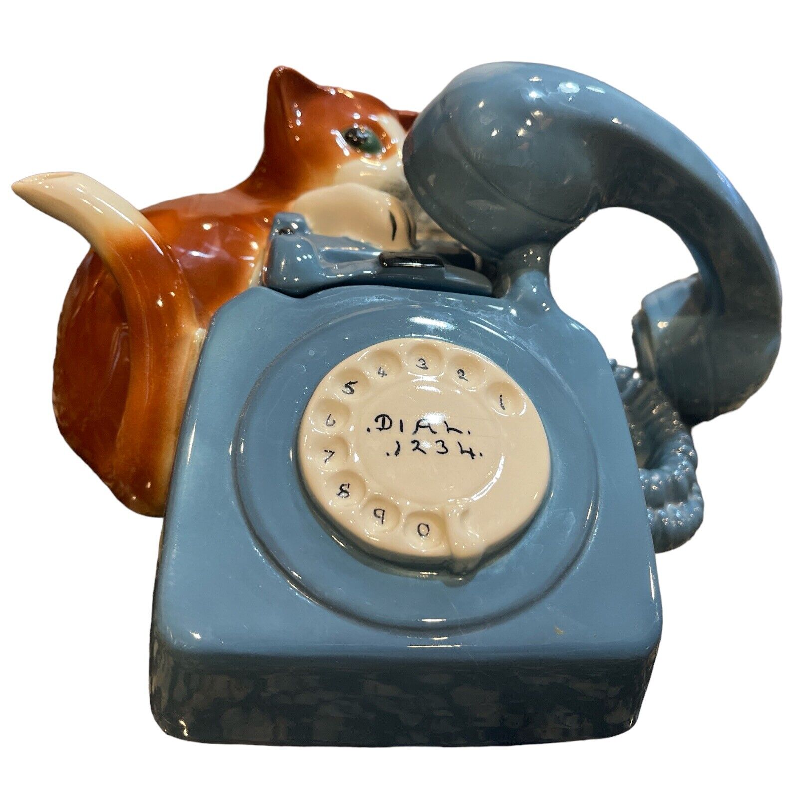 Vintage COOPERCRAFT MADE in England CAT TELEPHONE TEAPOT EUC