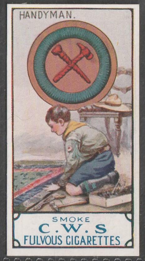 CWS Boy Scouts, Fulvous Cigarettes, 1912, No 23, Handyman (very rare)