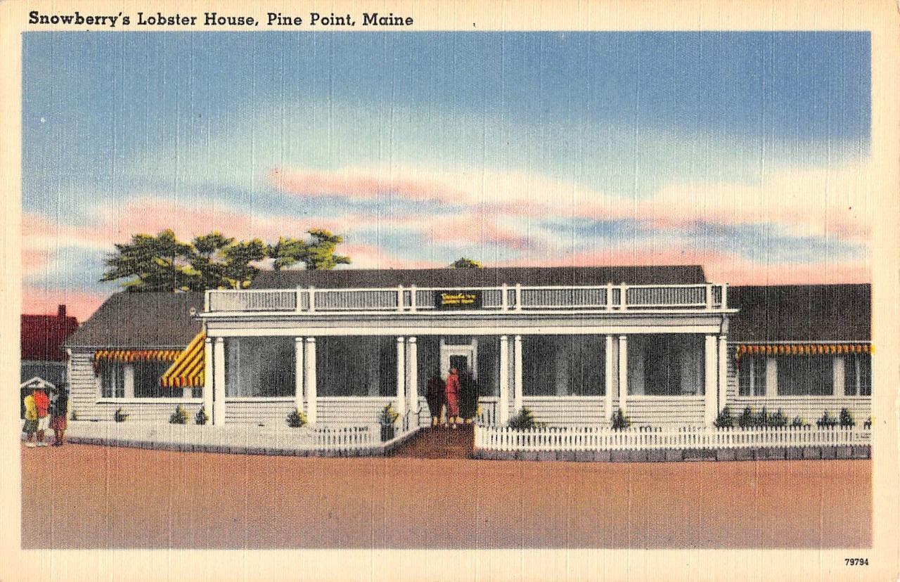 Pine Point, Maine SNOWBERRY\'S LOBSTER HOUSE Roadside \'40s Linen Vintage Postcard