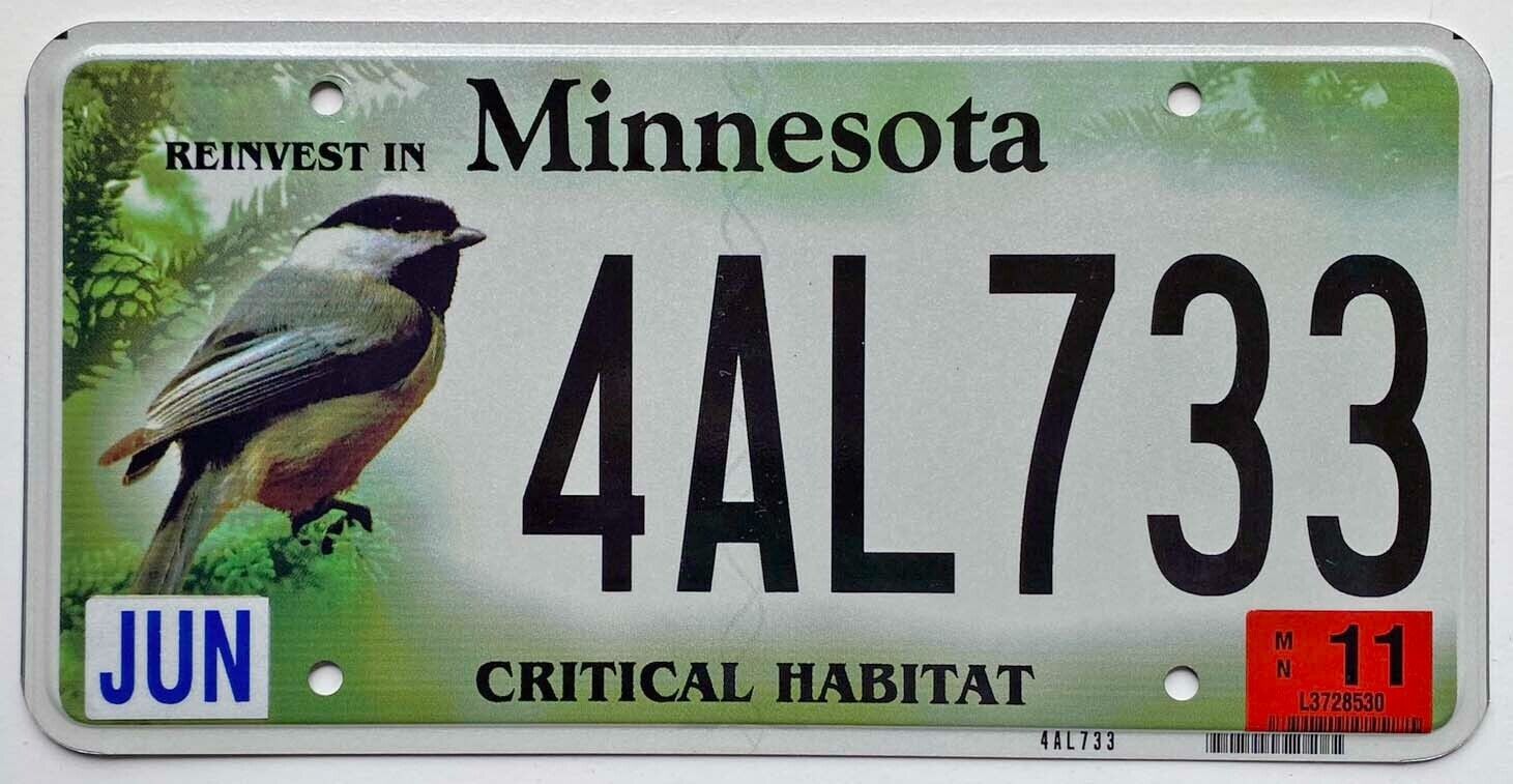 Minnesota 2011 Critical Habitat Chickadee Bird Wildlife Specialty License Plate