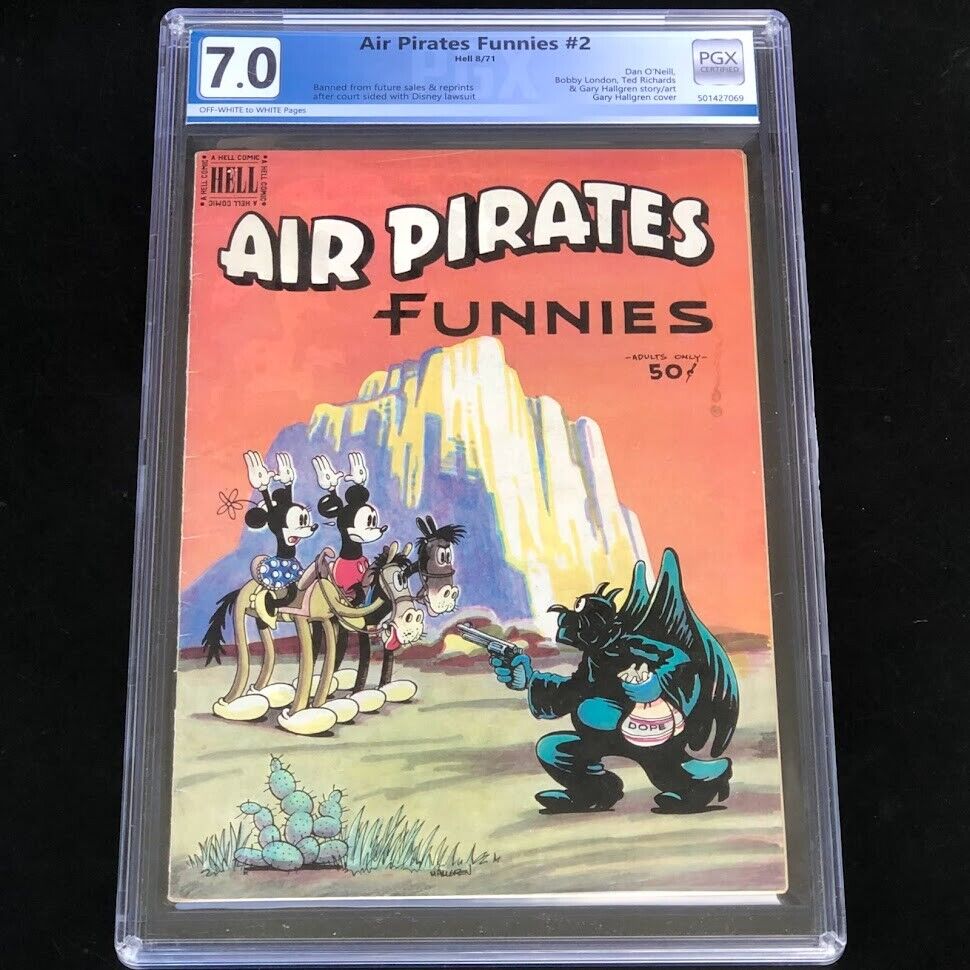 AIR PIRATES FUNNIES #2 💥 PGX 7.0 💥 BANNED by DISNEY LAWSUIT Hell Comics 1971