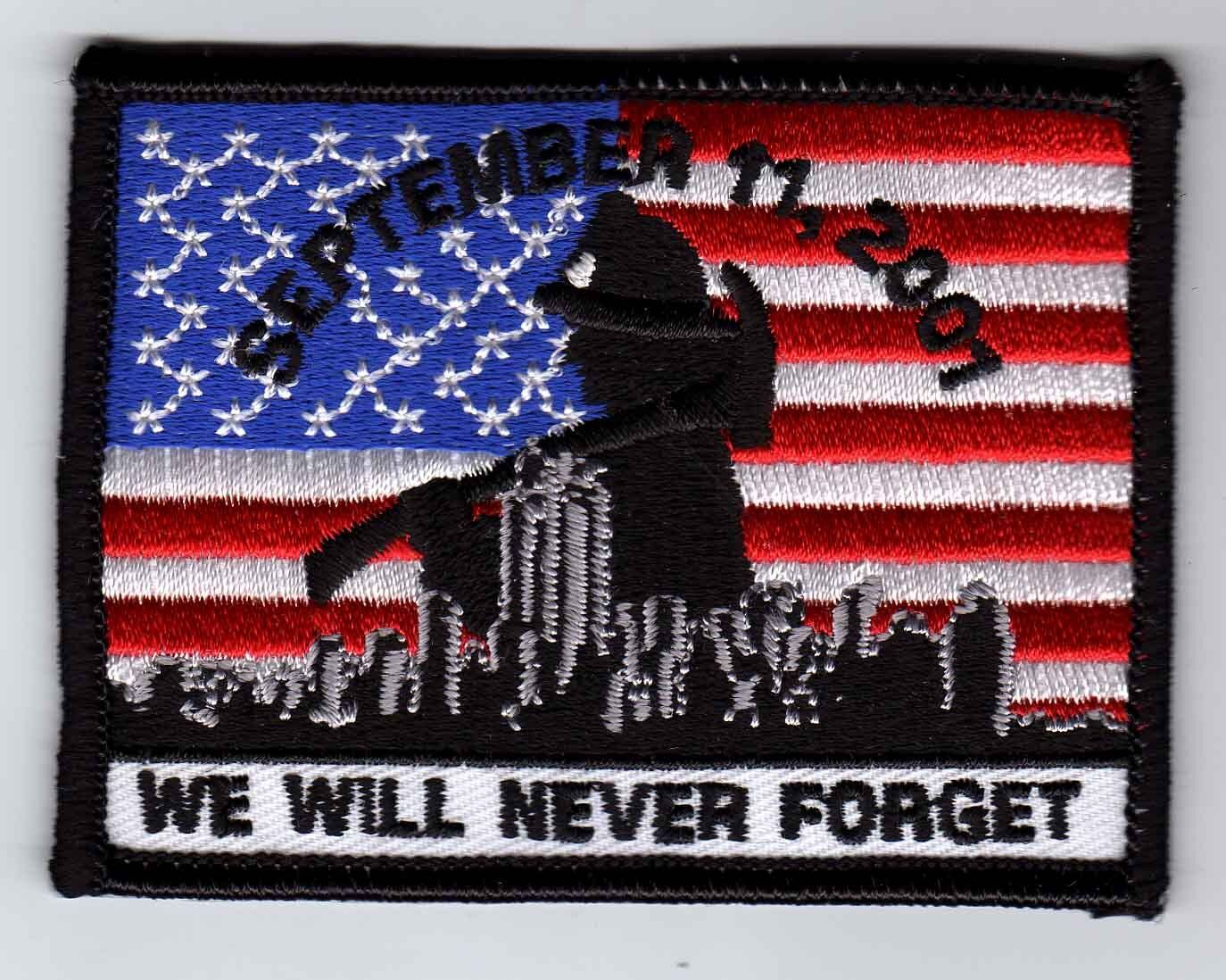 9-11 memorial patch 911 USA We Will Never Forget flag patch 3.5\