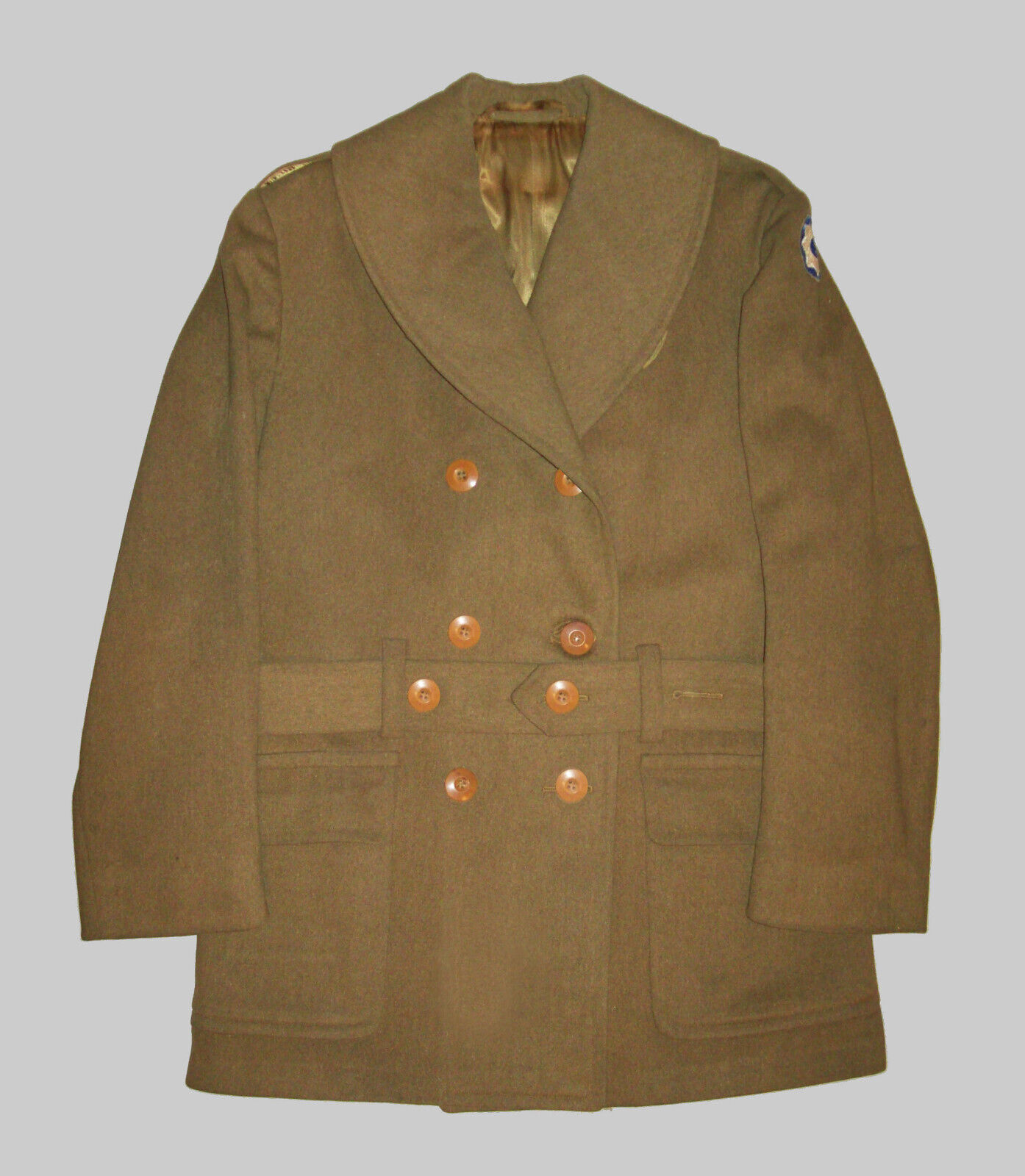 Old Original Vtg 1940\'s WWII Dated 1942 Wool Belted Jeep Jacket Mackinaw Nice