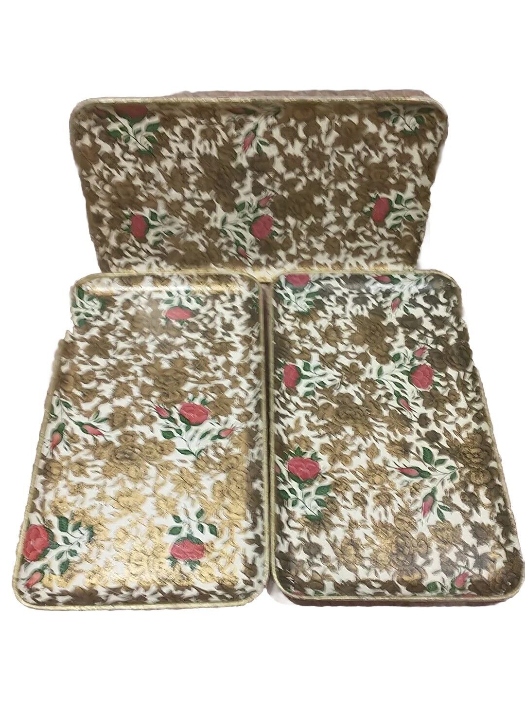 MCM Paper Mache Cocktail Trays Japanese Alfred Knobler Co Set Of 3 Alcohol Proof