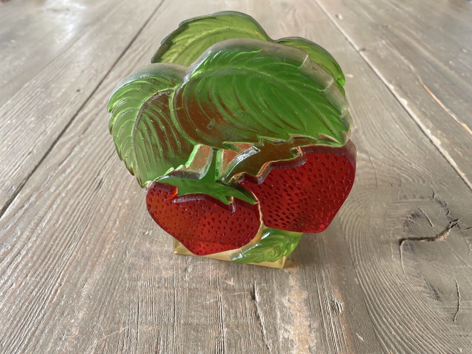 Vtg 1970s Colorflo Lucite Acrylic Strawberries Strawberry Napkin Holder Made USA