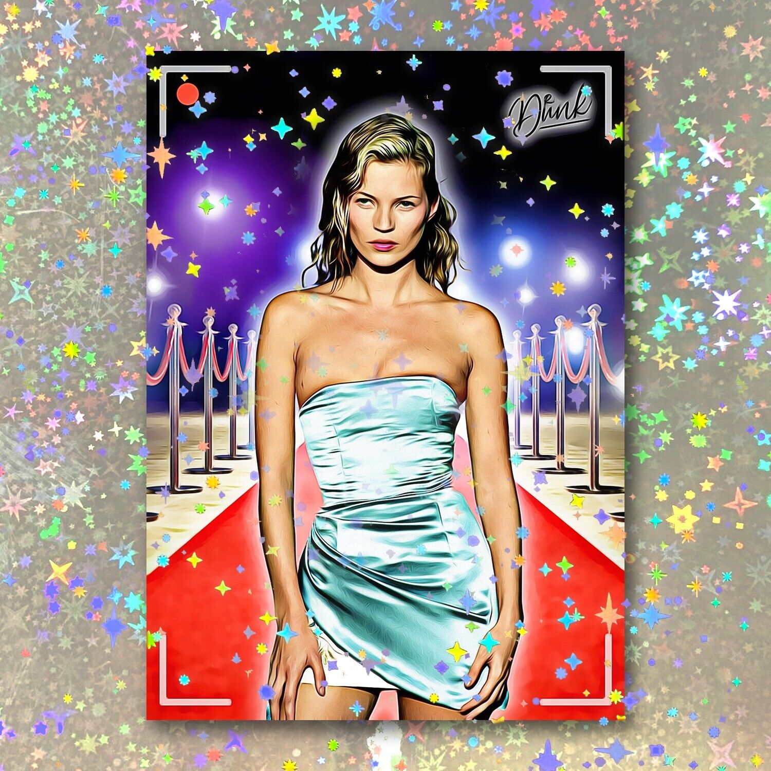 Kate Moss Holographic Photogenic Sketch Card Limited 1/5 Dr. Dunk Signed