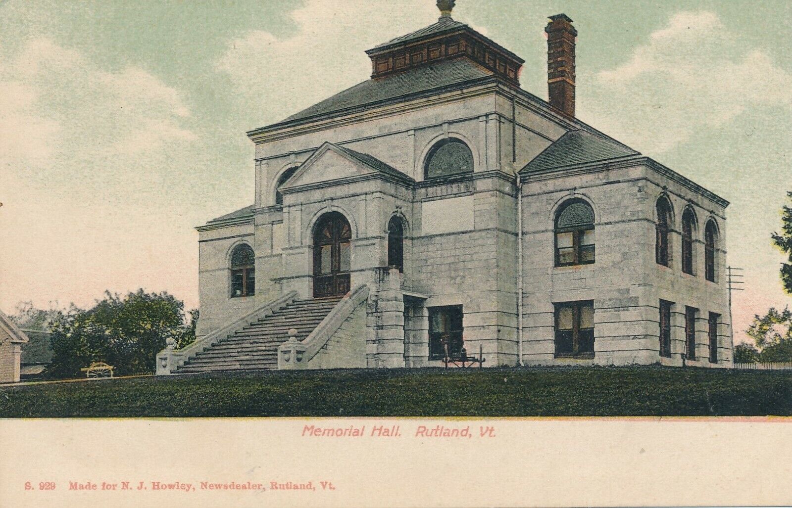 RUTLAND VT – Memorial Hall – udb (pre 1908)