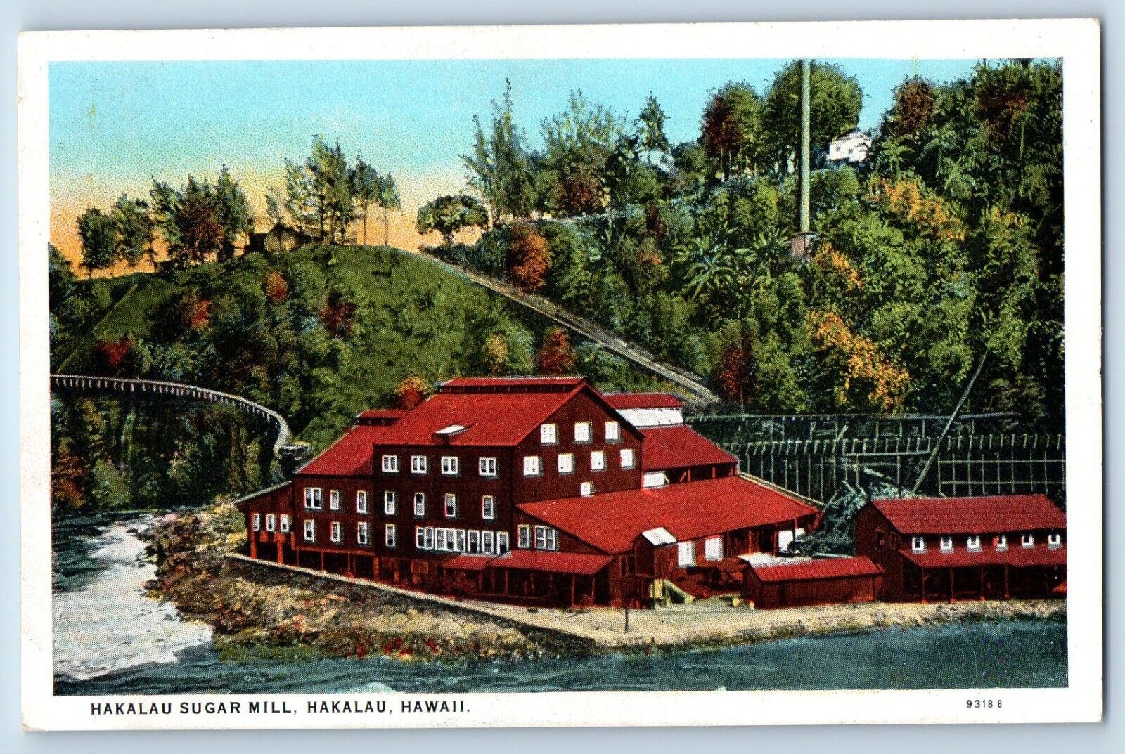 Hakalau Hawaii HI Postcard Hakalau Sugar Mill Aerial View Building 1920 Vintage