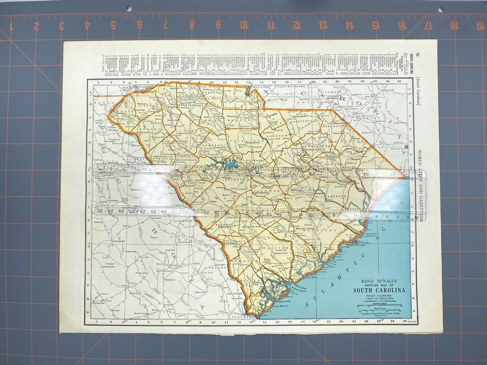 1940's South Carolina atlas Map Vintage