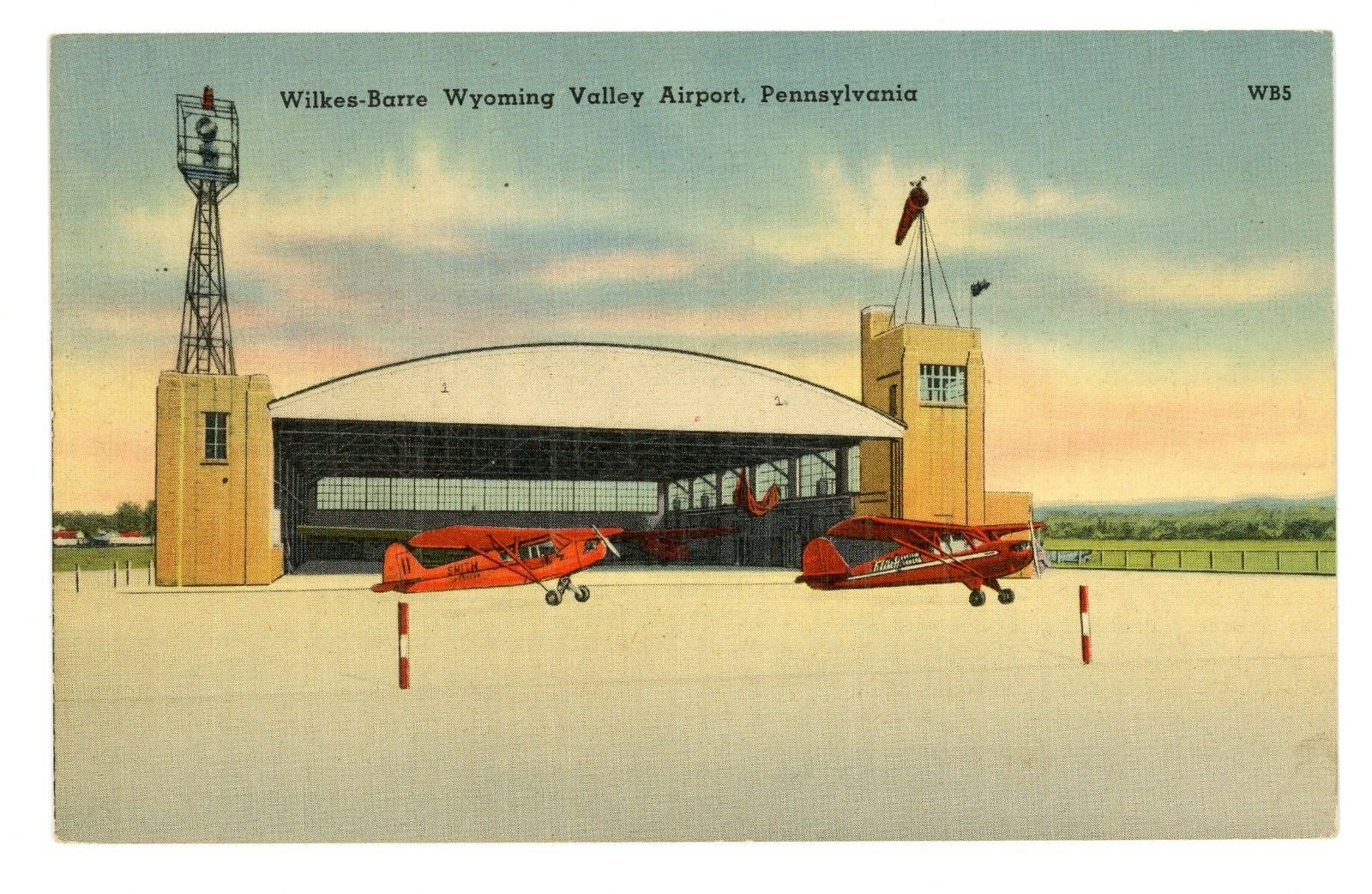 Wilkes-Barre Wyoming Valley Airport Pennsylvania Vintage Postcard