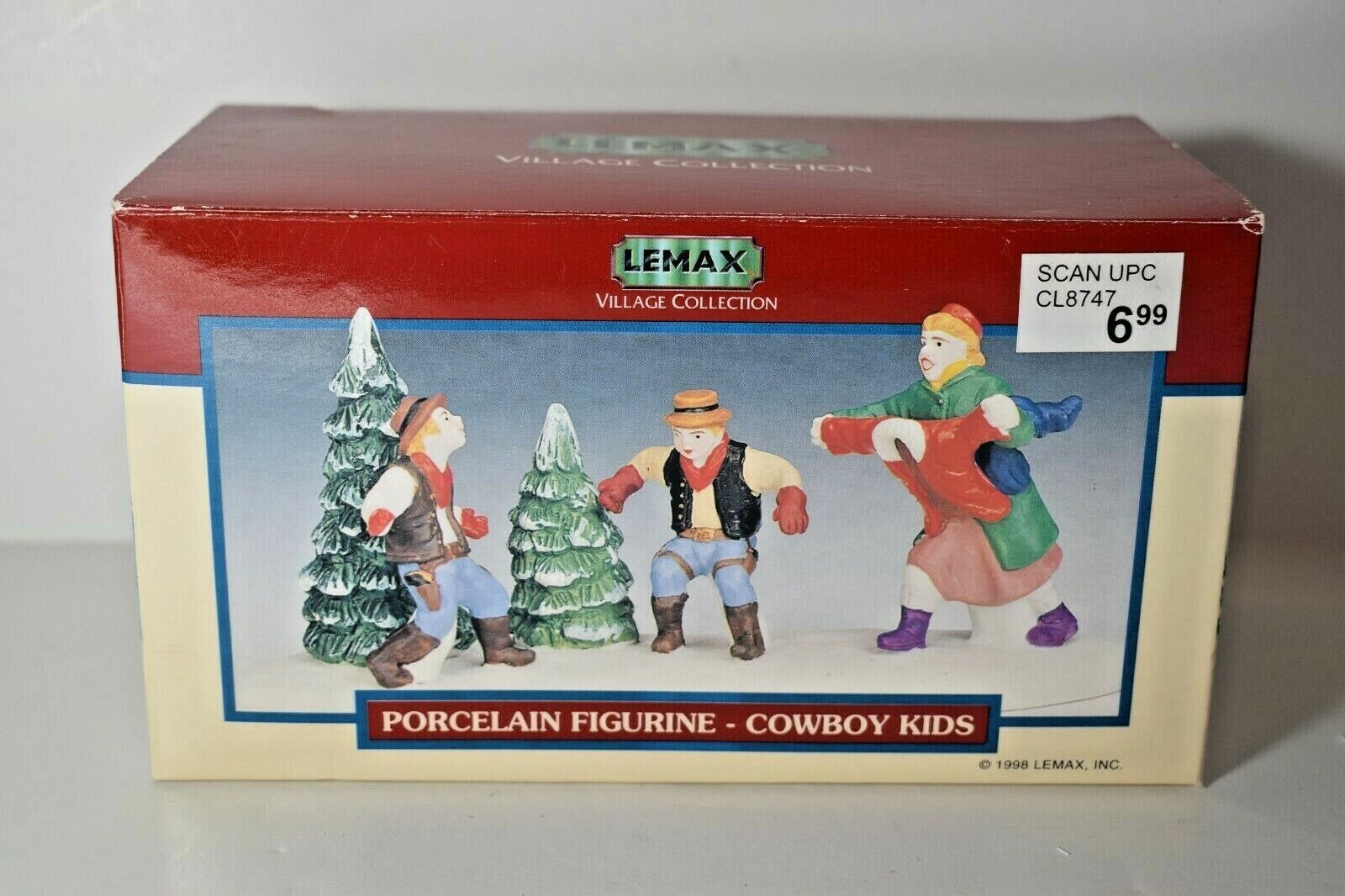 VINTAGE 1998 LEMAX COWBOY KIDS VILLAGE COLLECTION CHRISTMAS WITH BOX