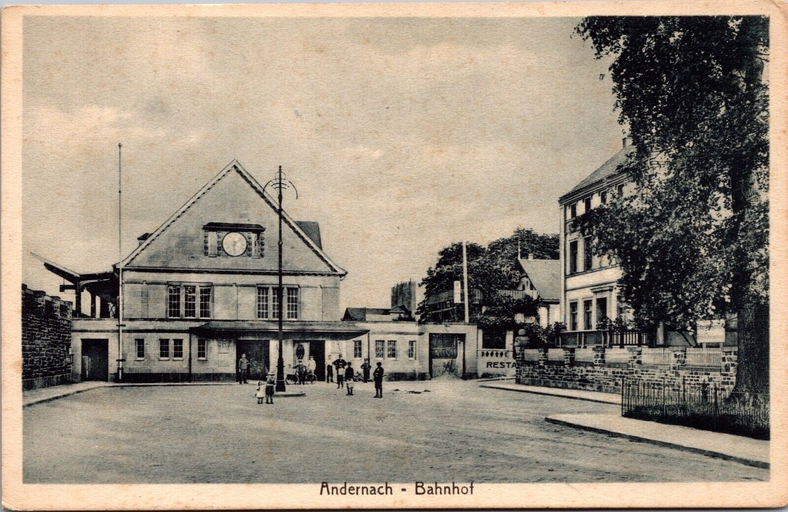 Postcard Andernach Bahnhof Railroad Train Station Depot Germany