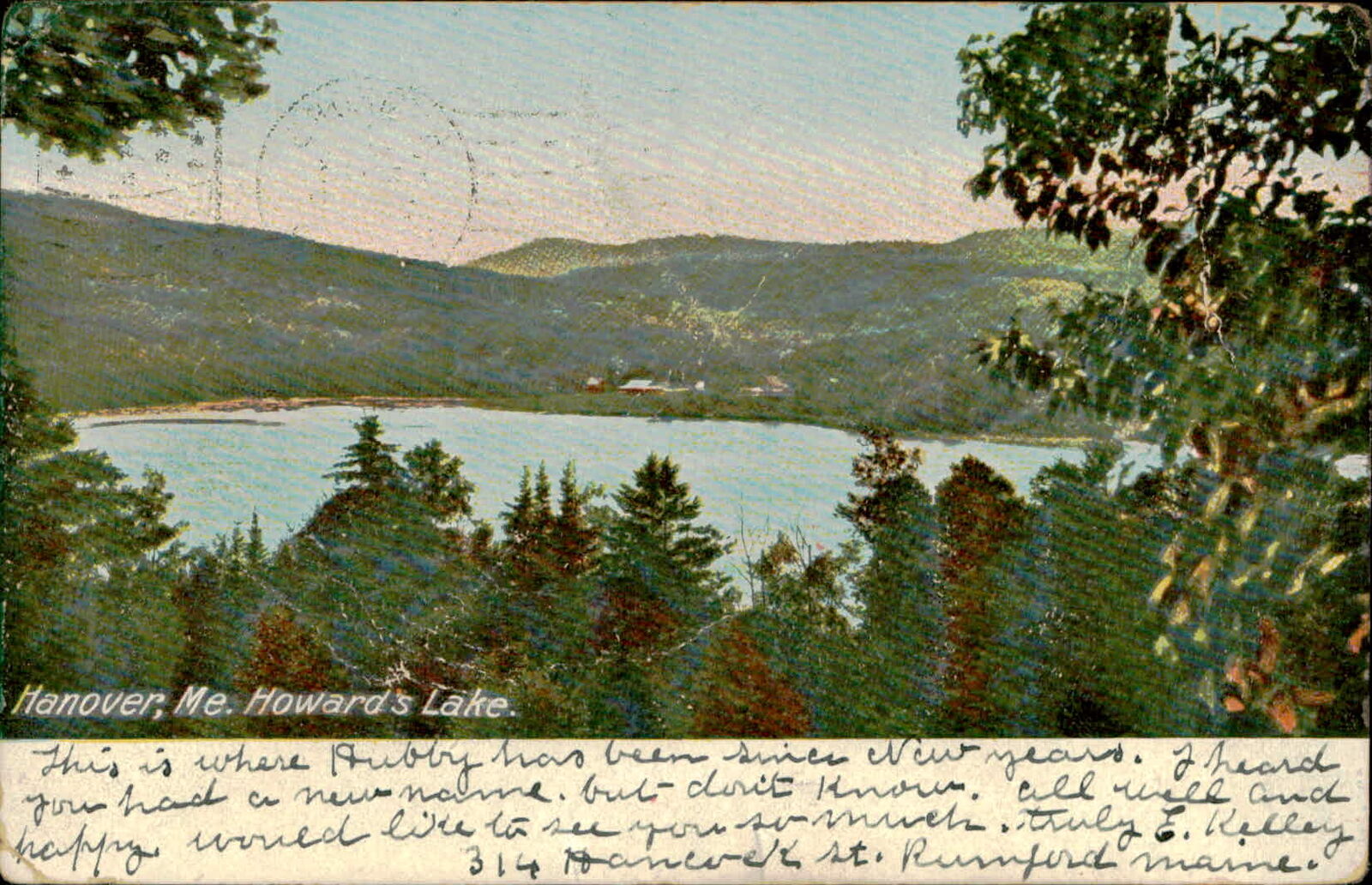 Postcard: Hanover Me. Howard\'s Lake. This is where Hubby has been sinc