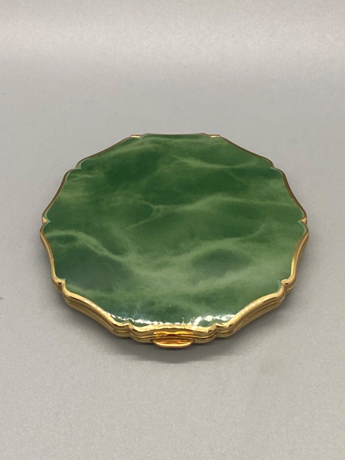 Vtg 1950's Stratton Compact Green Gold Mirror 1950's Vanity Pat 764125 Gorgeous