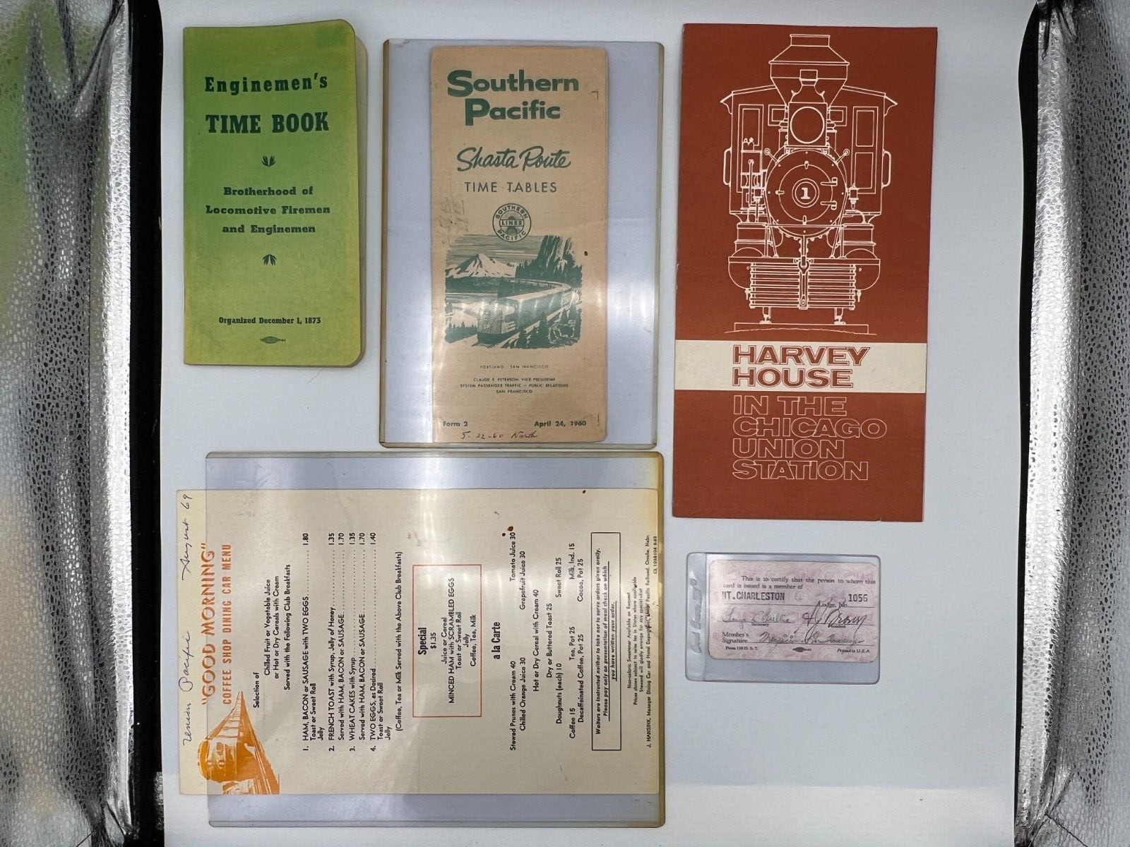 Vintage Lot of 8 Various Railroad Documents & Time Books Etc.