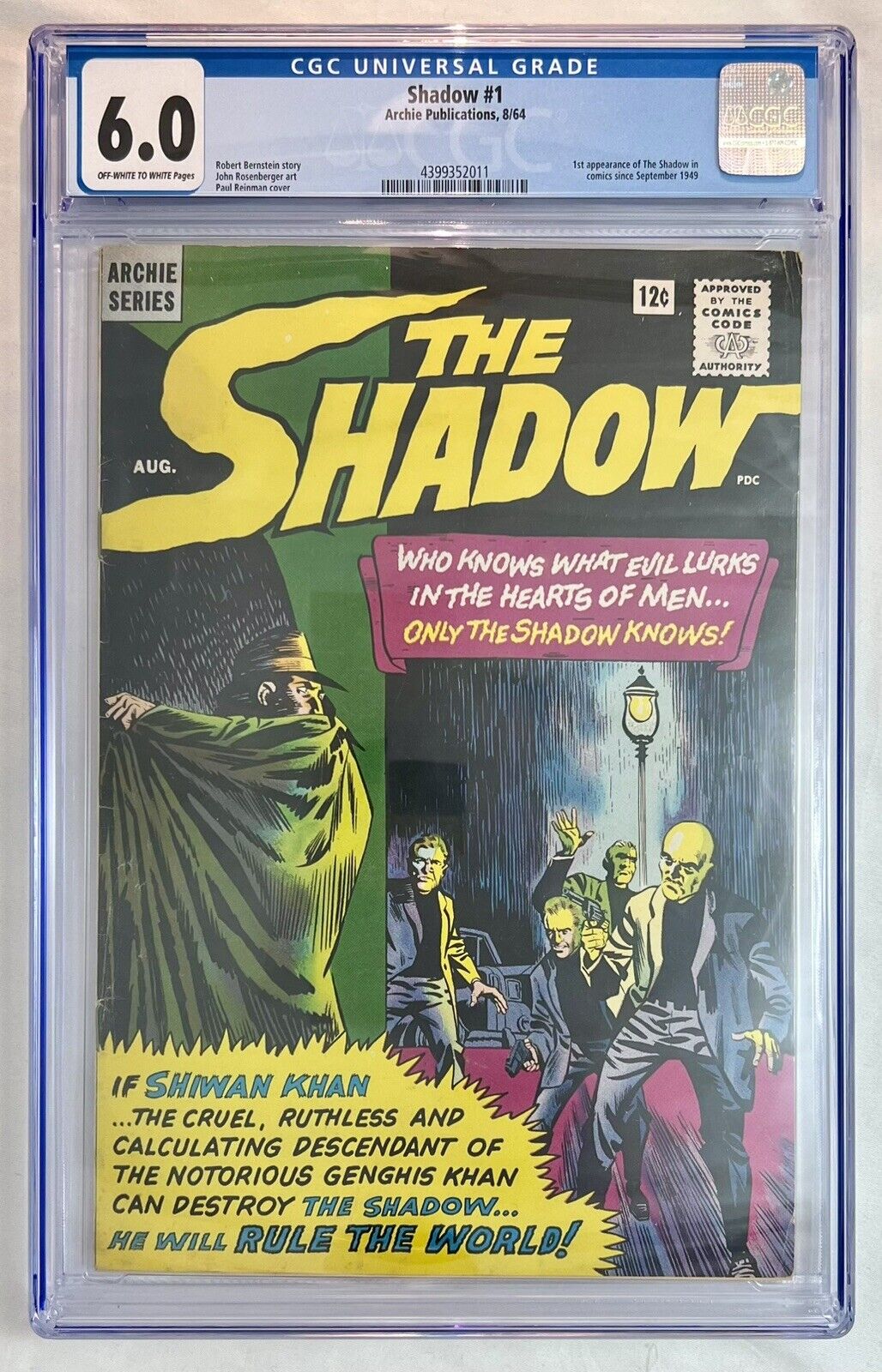 Archie Comics The Shadow #1 CGC 6.0 1964 Silver Age