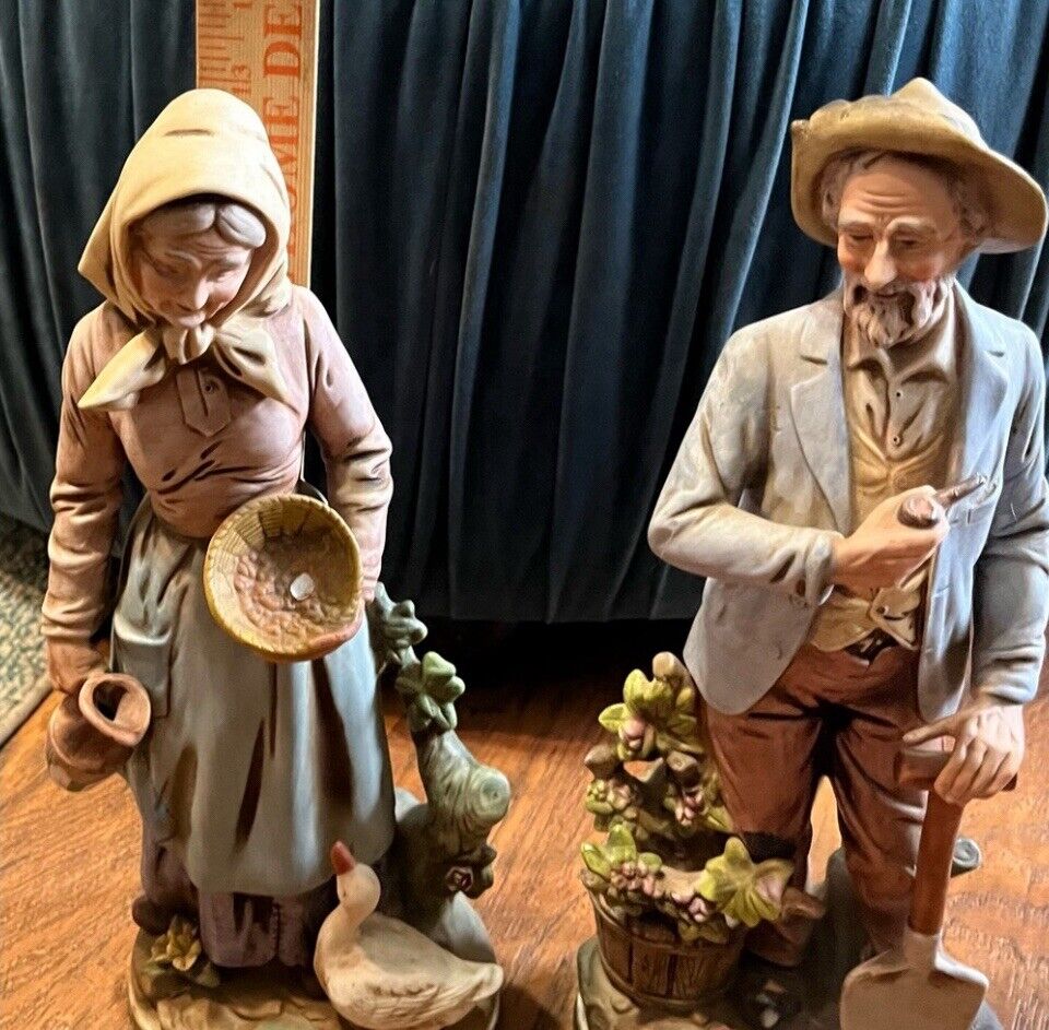 Home Interiors Figurines Old Man and Woman Farmers Set 1433 Homco