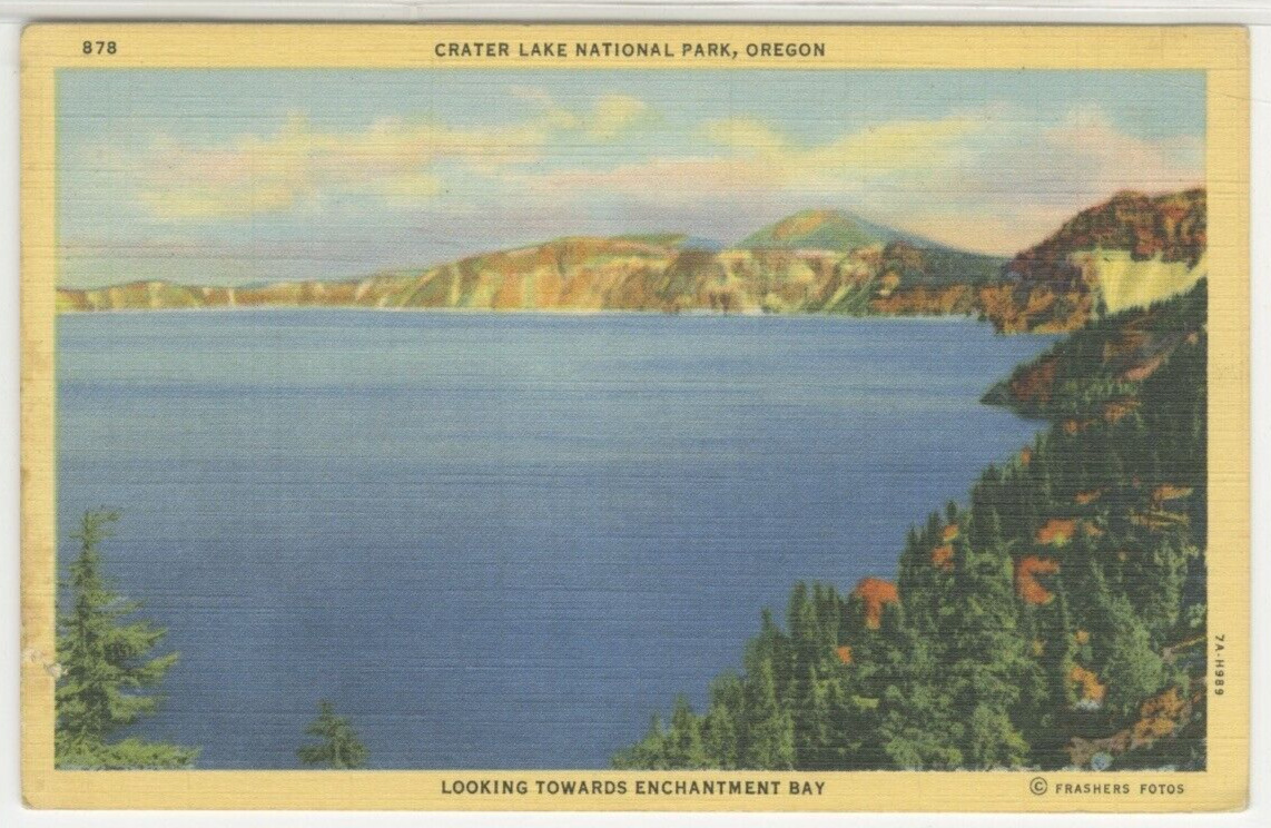 OR Postcard View Of Crater Lake National Park - Oregon c1940s vintage linen G5