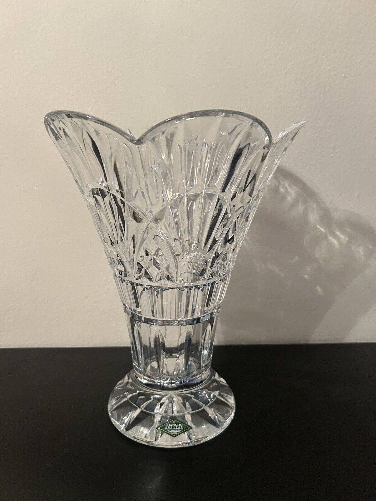 Shannon Crystal Hand Crafted Large Vase,Design of Ireland 24%lead Crystal 