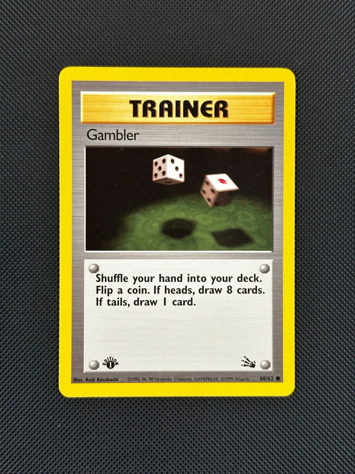 Gambler 60/62 1st Edition Pokémon Card Fossil Trainer Common NM