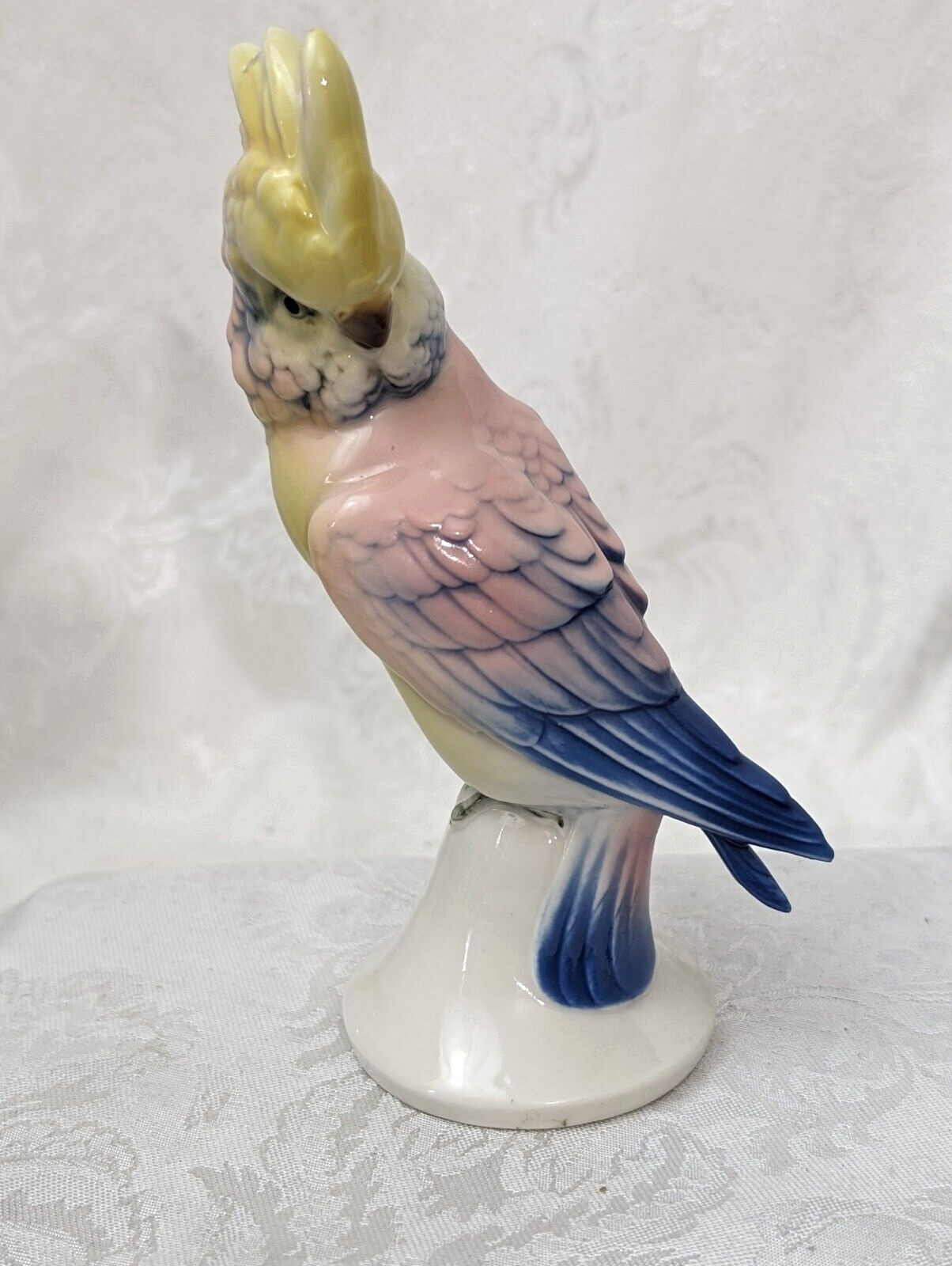 German Porcelain Hand Painted Parrot  Figurine by Unterweissbach