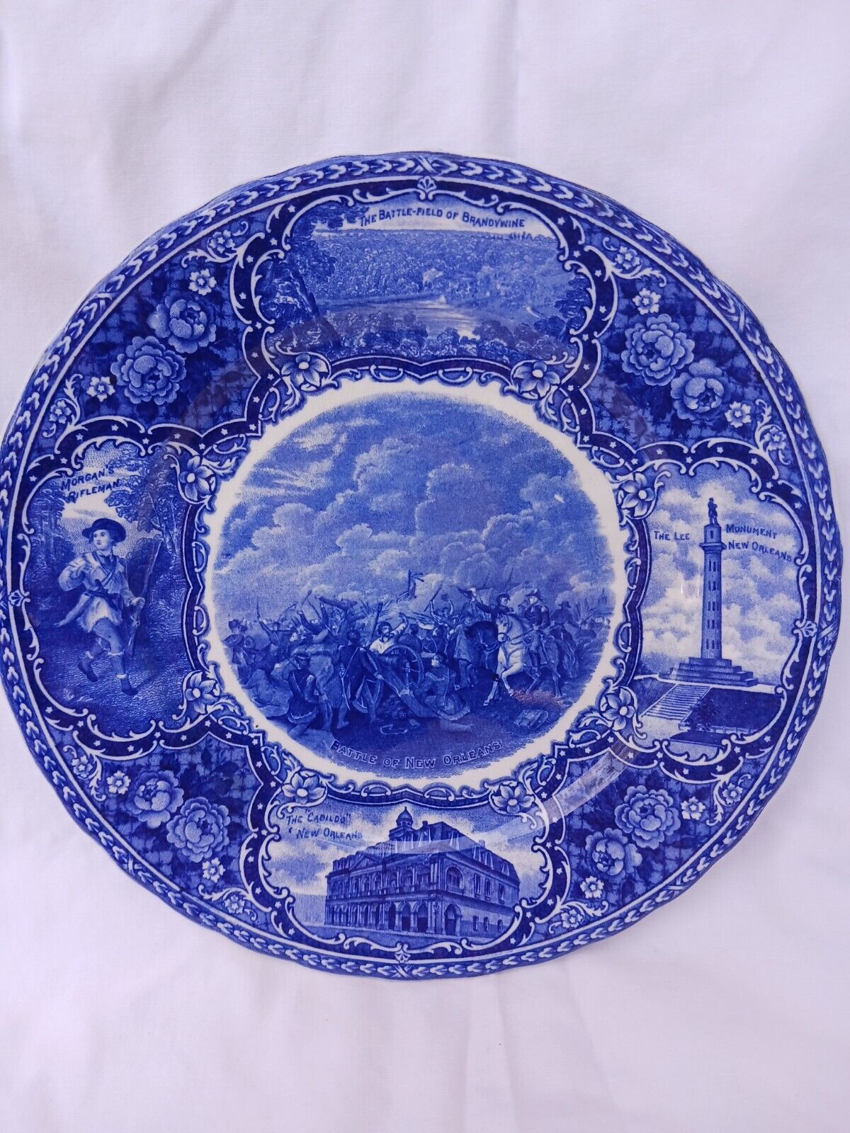 Antique 1900\'s Souvenir Ye Olde Historical Pottery Blue 9\