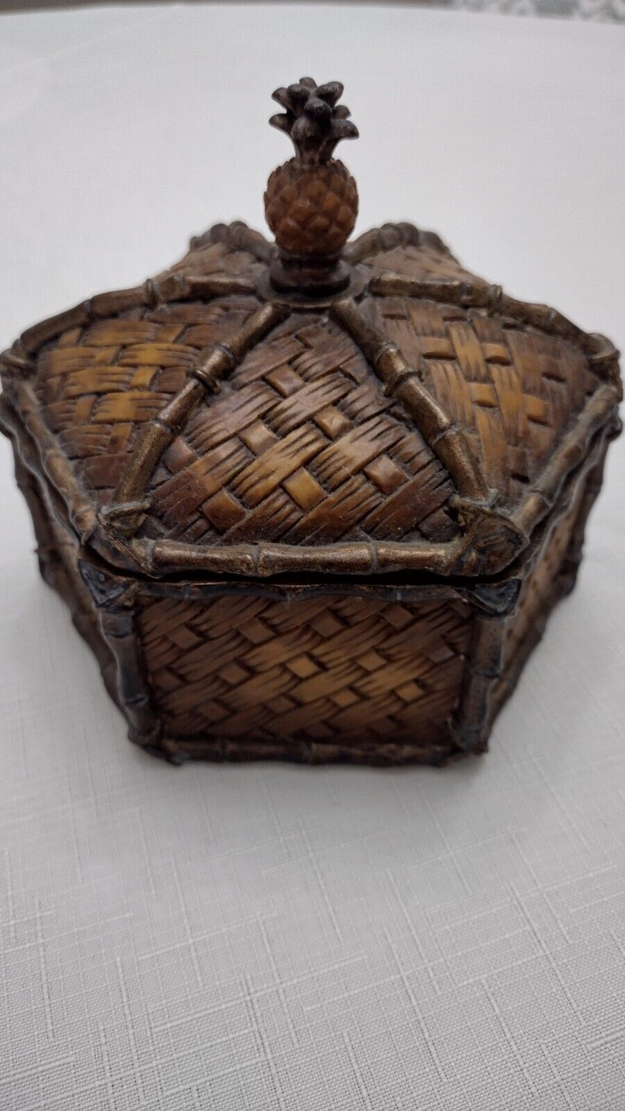 Tropical Woven Pineapple Jewelry And Trinket Box