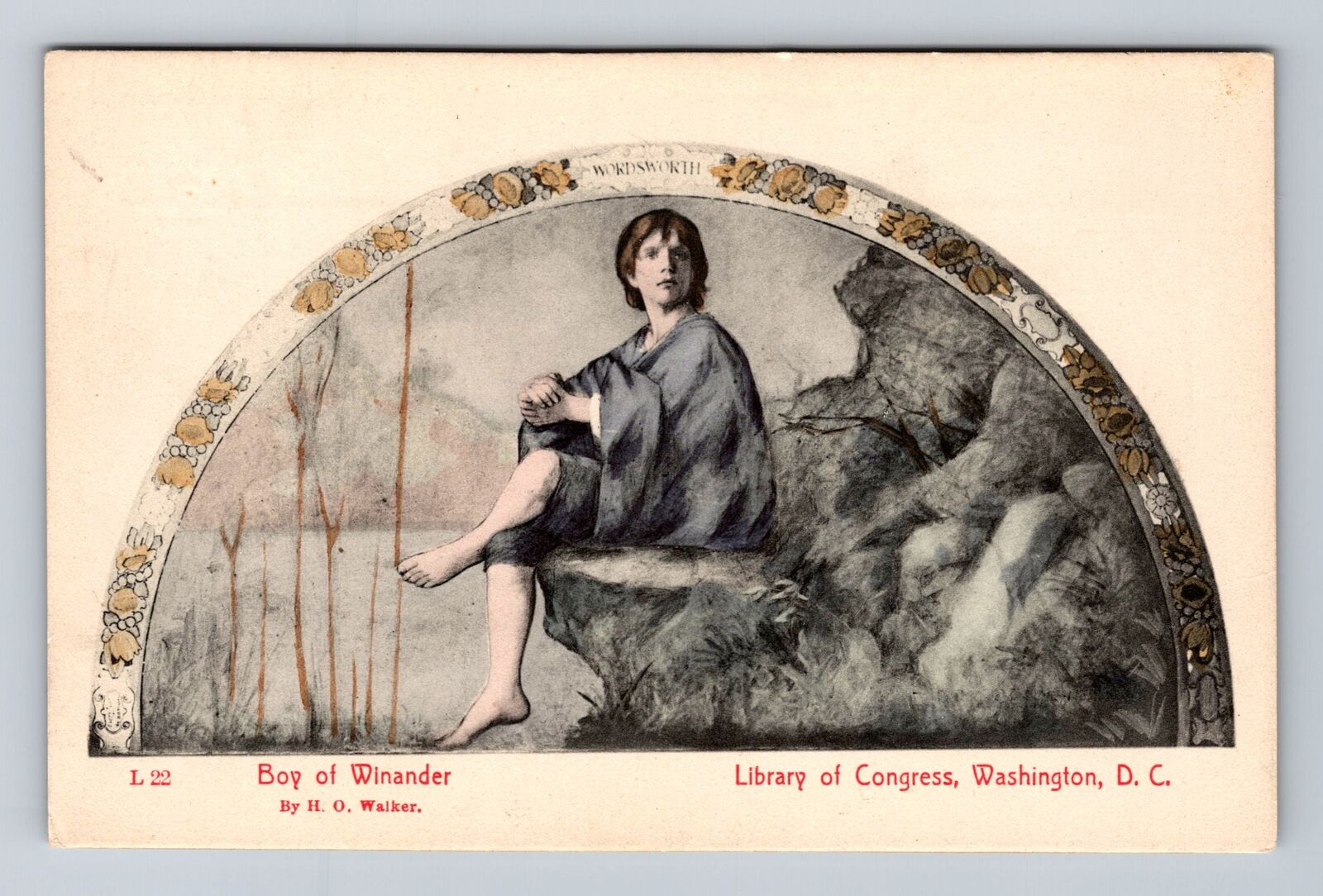 Washington DC, Library of Congress, Boy of Winander, Souvenir Vintage Postcard